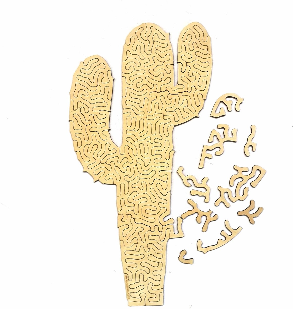 Cactus houten legpuzzel voor volwassenen | Jigsaw | Gemaakt in Nederland | Pure wood puzzles by Kaboomlaser